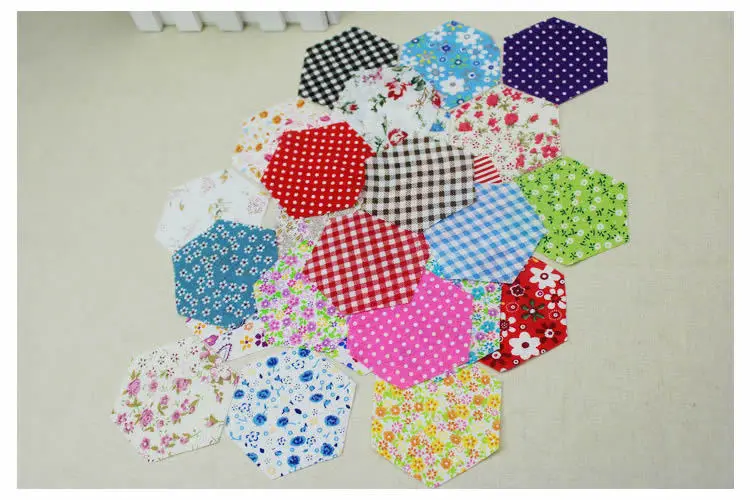 100pcs Mixed Grandmother garden Hexagon cloth 3.8 cm length The Beautiful Patchwork Fabric Patterns quilting tilda Design repeat