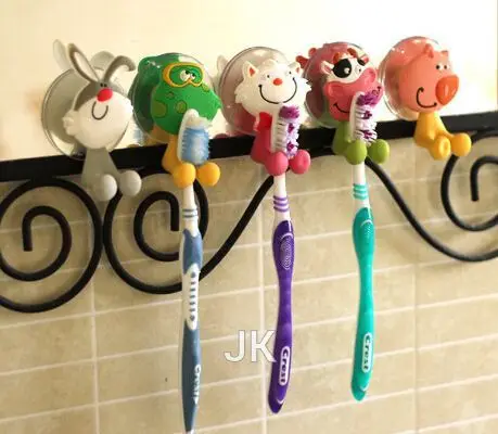 Cute Cartoon sucker toothbrush holder suction hooks bathroom set accessories Eco-Friendly