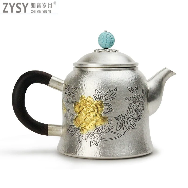 High grade 999Silver made Tea Kettle Kung Fu Tea gift for family and friends kitchen office tea set