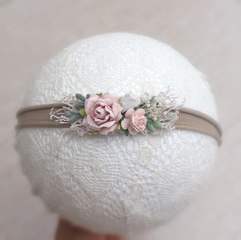 NewBorn Blush Pink Flower Floral Nylon Skinny Headband