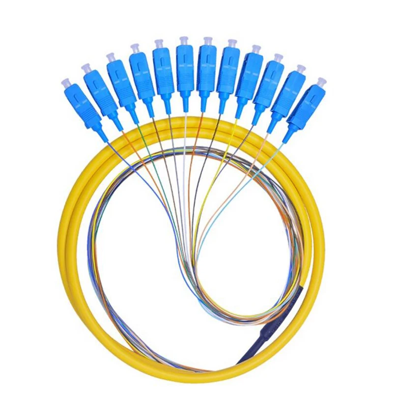 SC UPC 12 cores Single-mode Fan-shaped fiber pigtail LSZH 12core Bundle shaped fiber optic pigtail