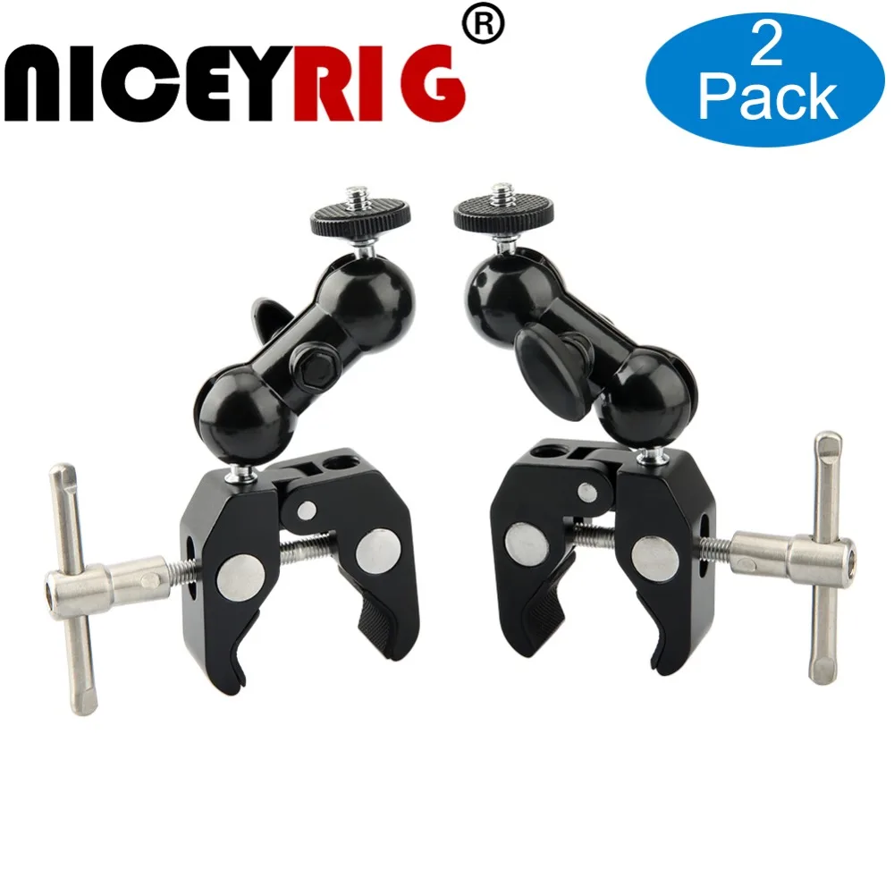 

NICEYRIG Magic Arm Bracket Ball Head Super Clamp Mount Multi-function Bottom Clamp for Studio Photo Camera Accessories Series