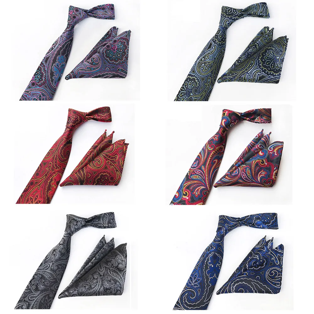 

Mens Vintage Paisley Flower 8CM Necktie Wedding Handkerchief Pocket Square Set BWTHZ0504