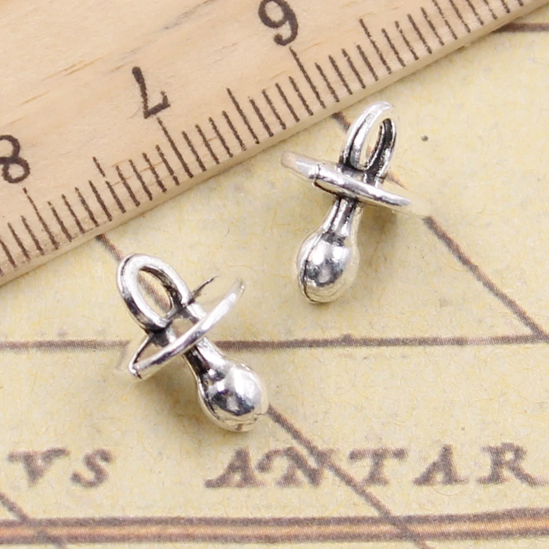 20 sztuk Charms smoczek dla niemowląt Binky gryzak 13x10x1 0mm tybetański brąz kolor srebrny wisiorki Antique Making DIY Handmade Craft — zdjęcie 3