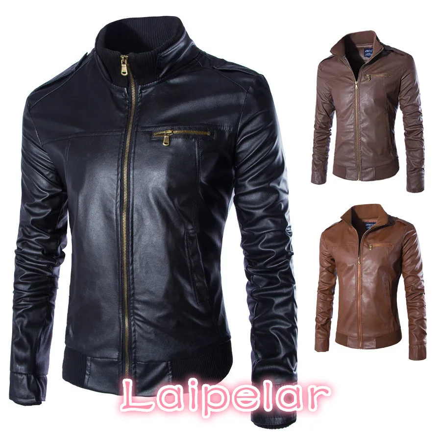 

Laipelar Newest Motorcycle Leather Jackets Men Solid Business Casual Coats Autumn Winter Leather Clothing Bomber Jacket for Male