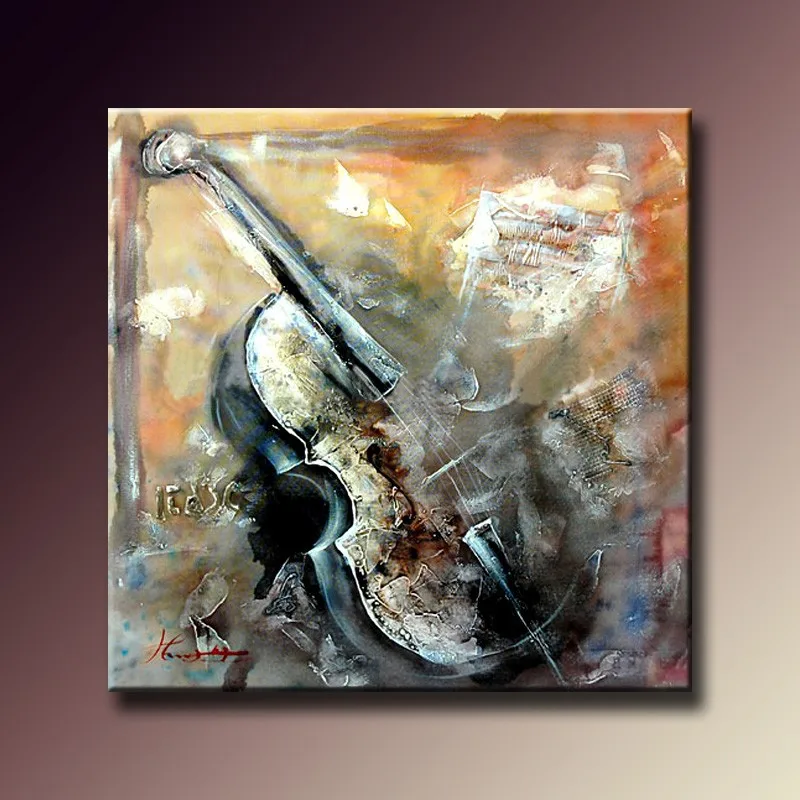 100% Hand painted Canvas Oil Paintings Violin Musical Abstract Painting For Wall Decor Unique Craft NO Frame