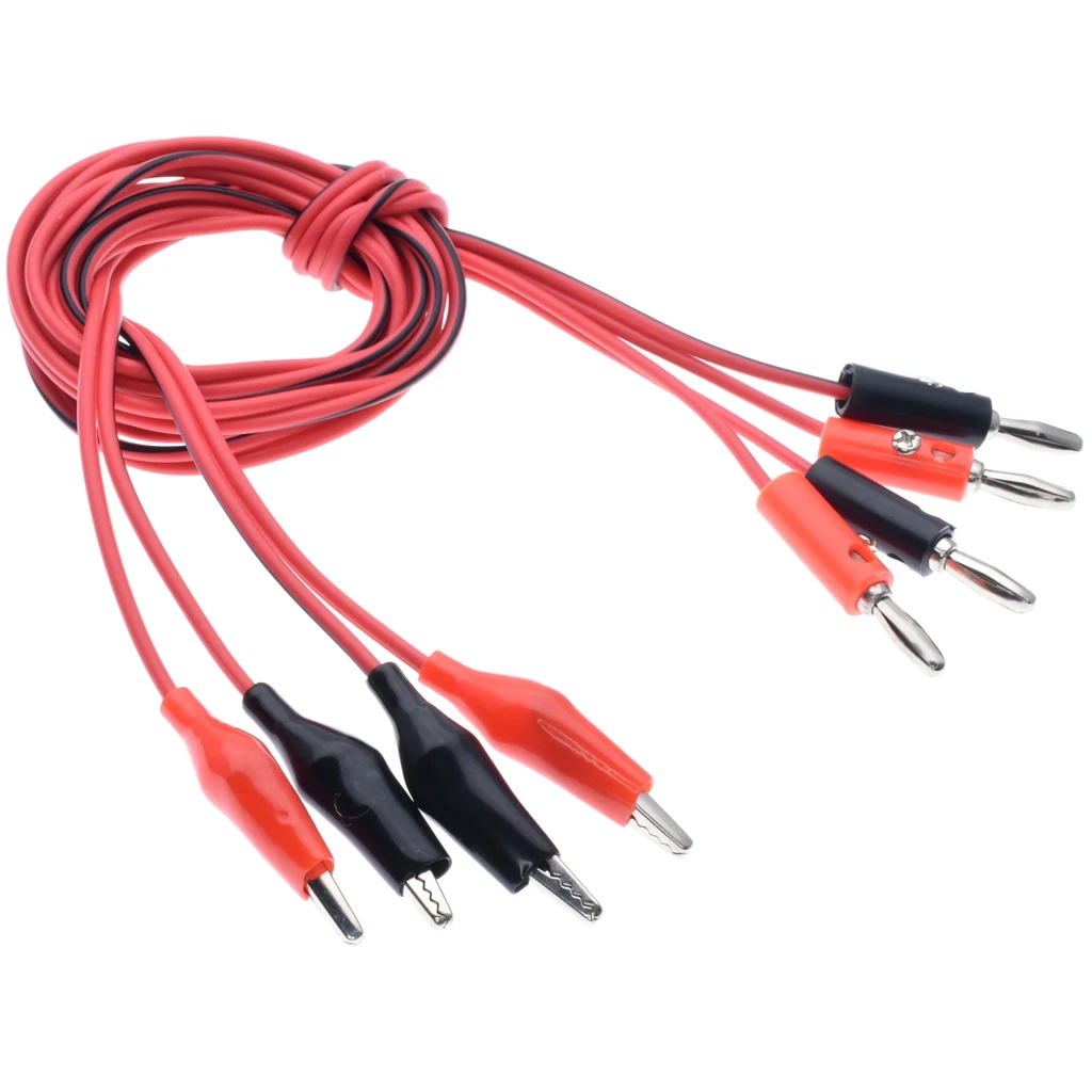 1M Alligator Cilp to AV Banana Plug Test Cable Lead Connector Dual Tester Probe 35mm Crocodile Clip for Multimeter Measure Tool