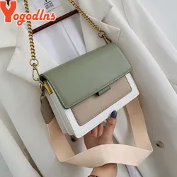 Yogodlns Contrast color Leather Crossbody Bag For Women Travel bag Fashion Simple Shoulder Bag Lady Crossbody Bag