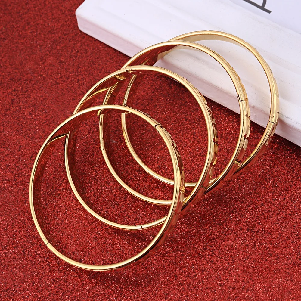 4pcs Ethiopian Jewelry Gold Color Bangles Dubai Gold Jewelry Bangles for African Bangles & Bracelets for Women Gifts