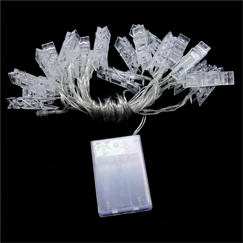 10pcs LED String Lights w/photo clips 1.6M AA Battery Operated LED for Holiday Wedding Party Room Decoration