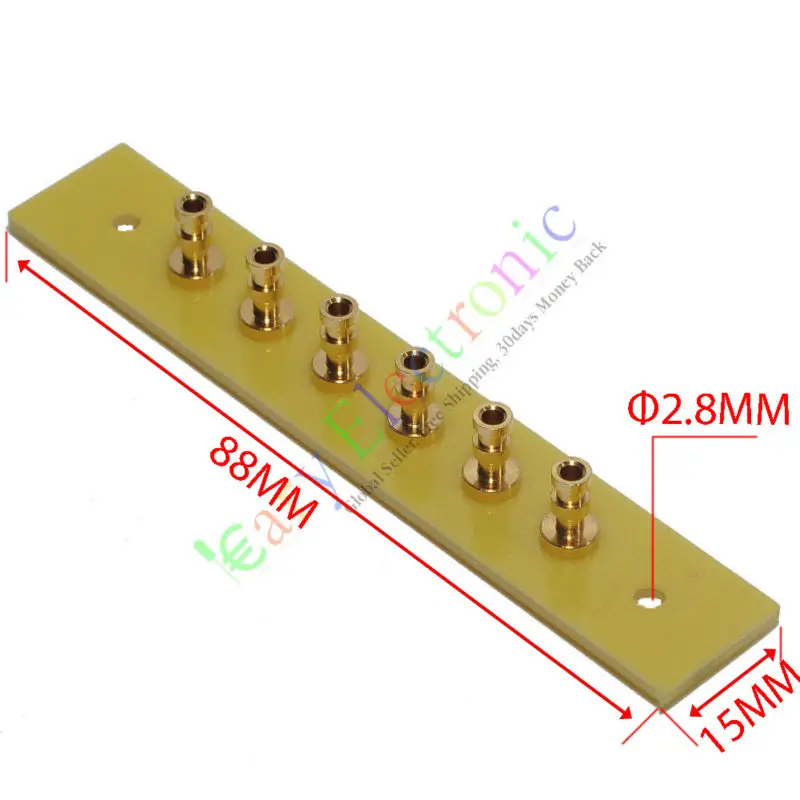 Wholesale and retail 50pc copper plated Gold Fiberglass Turret Terminal Strip 6pin Lug Tag Board amps free shipping