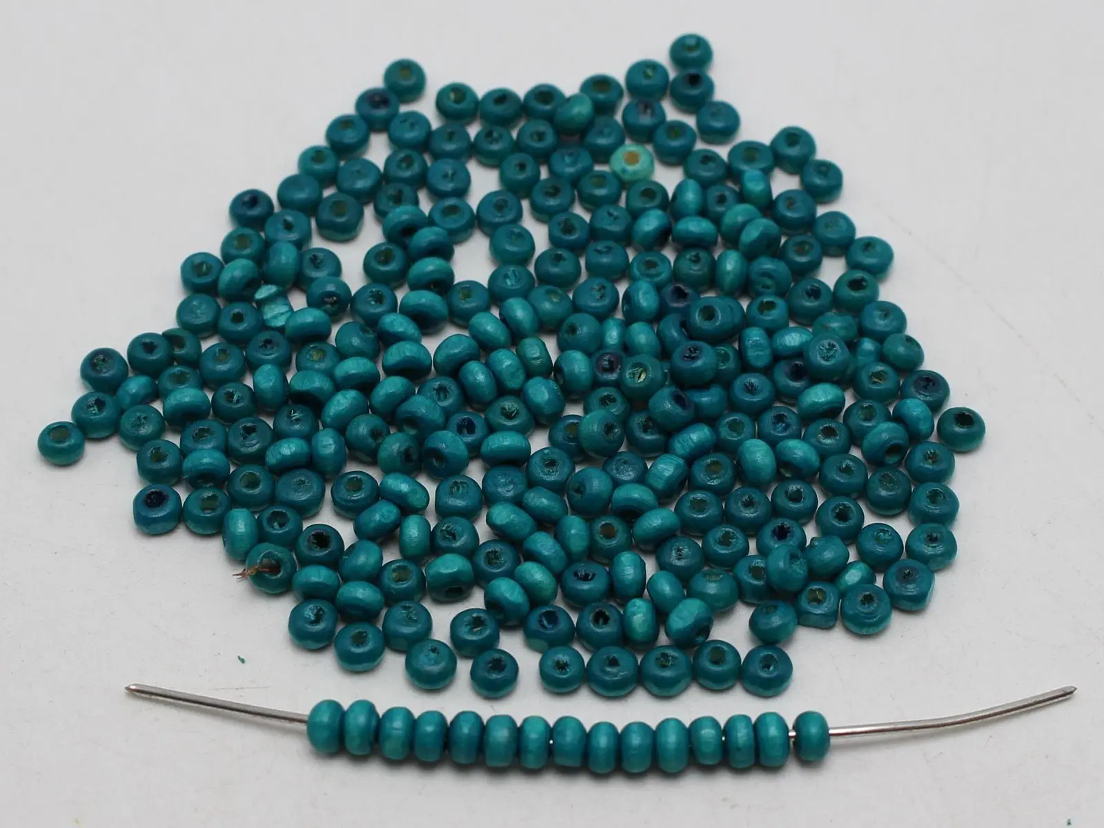 1000 Blue 4mm Round Wood Seed Beads~Wooden Beads