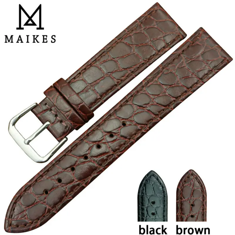 MAIKES Watch accessory Genuine leather watch band, High quality black watch strap 20mm for watch men