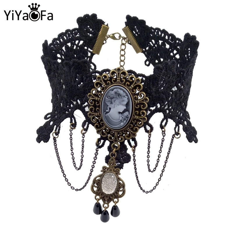 YiYaoFa Choker Necklace Gothic Jewelry Vintage Lace Necklace & Pendant Women Accessories False Collar Statement Necklace GN-22