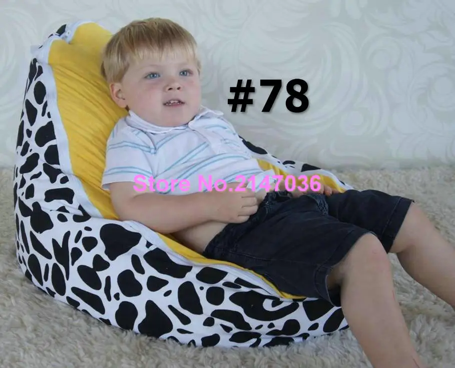 cotton canvas COW and Blue dots custom print baby bean bag chairs wholesale - children beanbag floor chairs