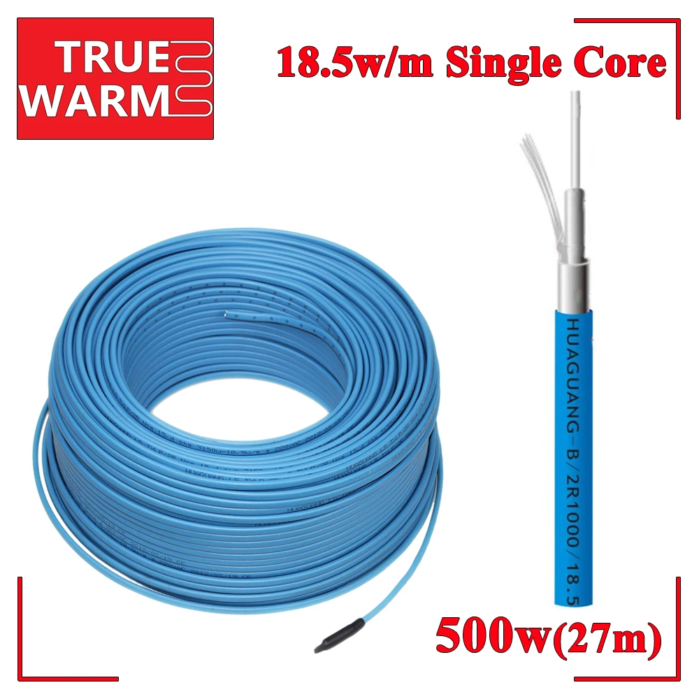 500W 220V Single Conductor Floor Heating Cables For Bathroom Heating System, Wholesale HC1/18-500