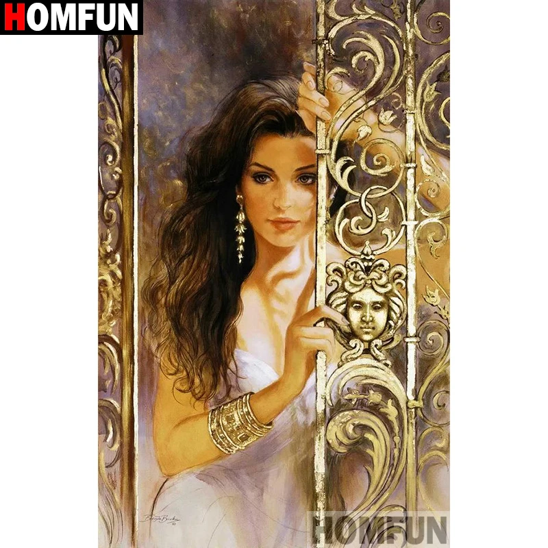 

HOMFUN Full Square/Round Drill 5D DIY Diamond Painting "Beauty door" 3D Embroidery Cross Stitch 5D Home Decor A13435