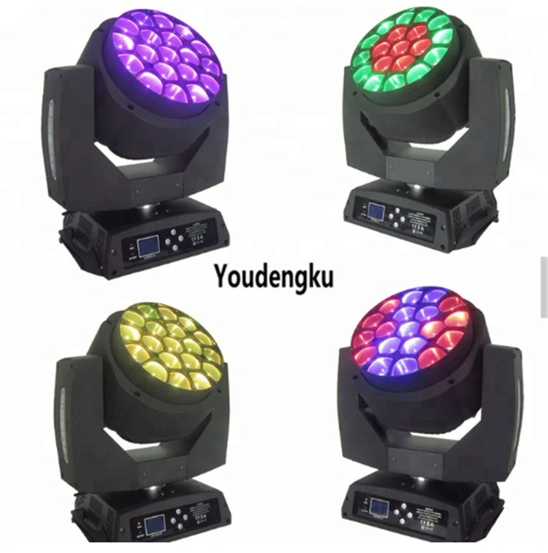 19x15w led moving head zoom 4 in1 dmx stage lighting moving head big bee eyes led beam zoom light