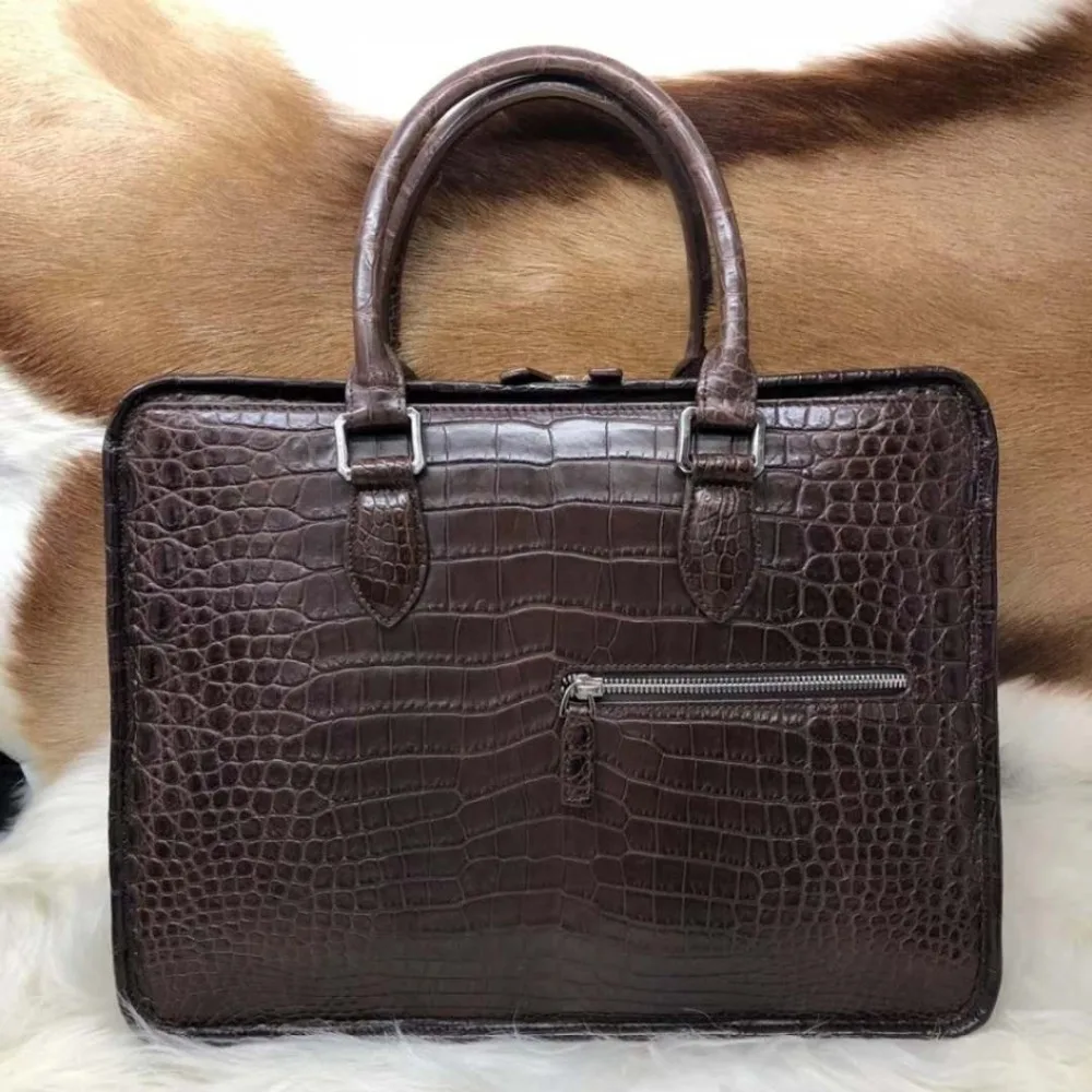 

Latest hot sell luxury quality 100% genuine real crocodile leather belly skin men business bag young men laptop bag briefcase