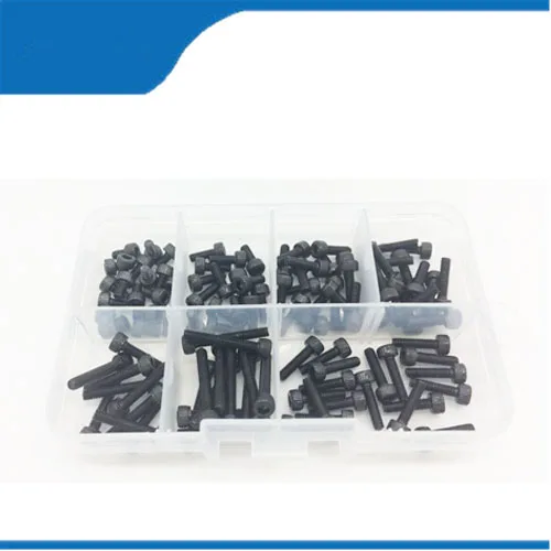 Free shipping 70pcs/box M3 Screws m3 bolts kits Hex socket head cap m3 screw Black steel Hexagon Cylinder Bolt Kits