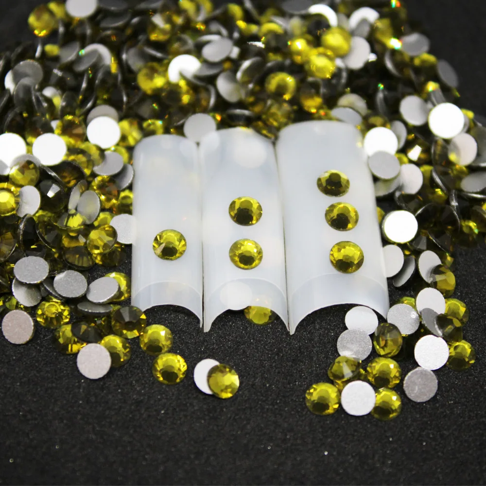 1440 pcs/Pack SS6-SS8 Olivine Nail Art Decorations Rhinestones For 3d Charm Glass Flatback Non Hotfix DIY Nails Decorations