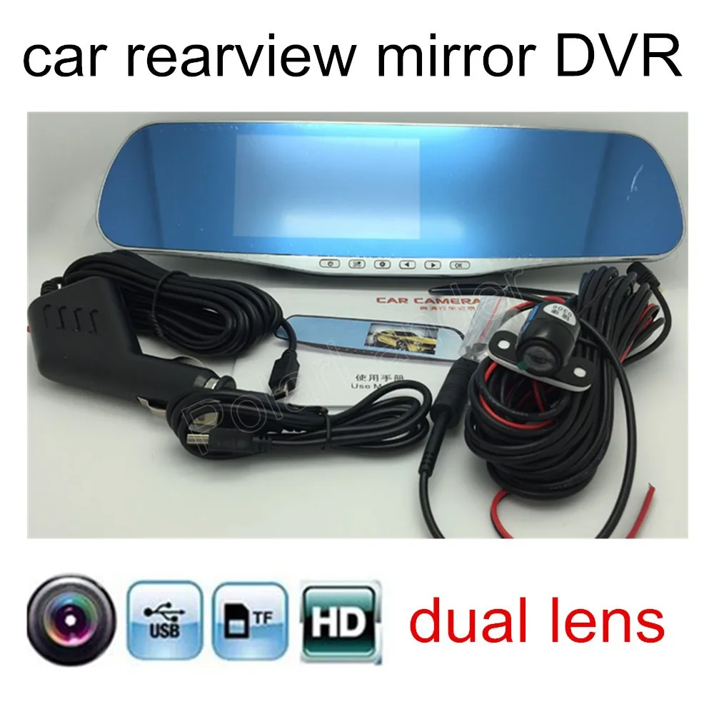 

new arrival car Rearview Mirror DVR Full HD 1080P Dual Lens 4.3"LCD include Rear View Camera camcorder dash cam