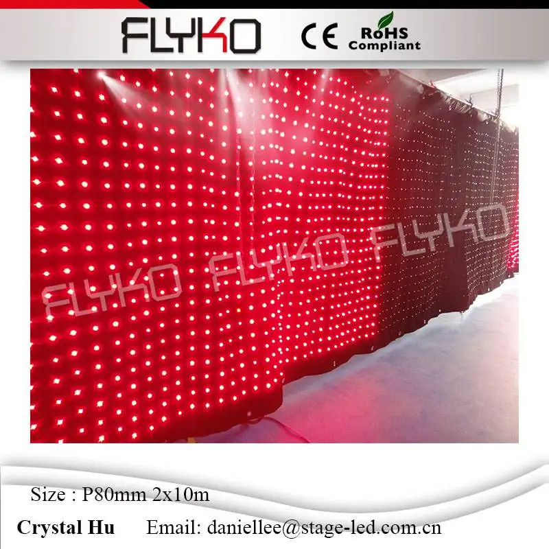 Amazing visual effect led video curtain led lights cloth  occupation  of the world market led stage curtain  P80mm 2x10m free sh