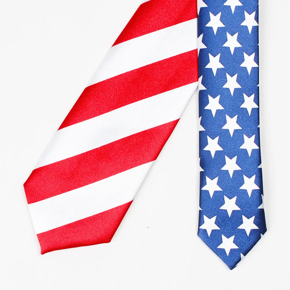 Brand new Artificial Silk Star Striped American Flag Mens Necktie For Man Wedding Performance Tie For Business Party Ties 8cm