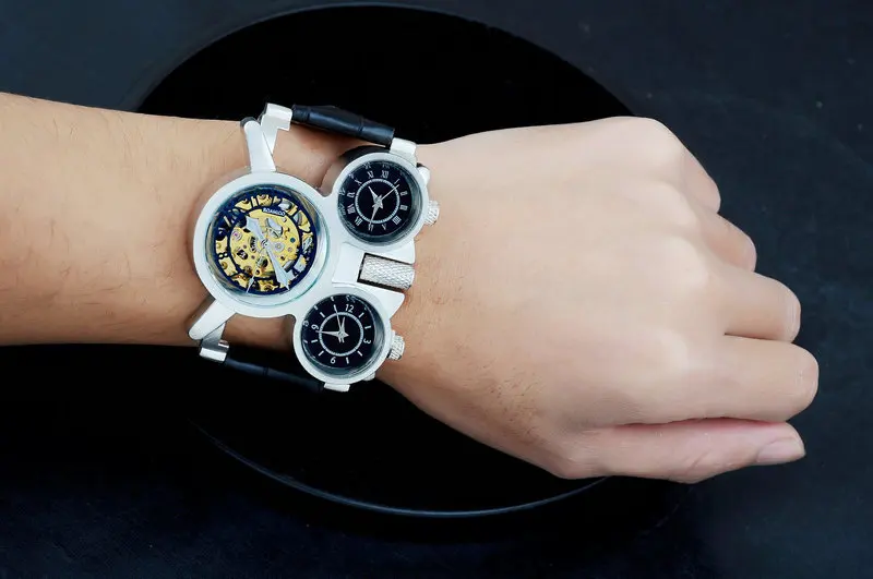 2015 new watches men luxury brand BOAMIGO steampunk sports watches automatic mechanical Quartz Watch leather band wristwatches