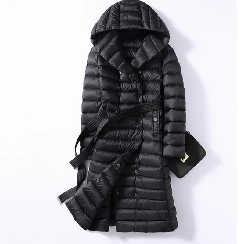 Sedutmo inverno longo das mulheres jaquetas ultra leve pato para baixo casaco com capuz outono puffer jaqueta ed226