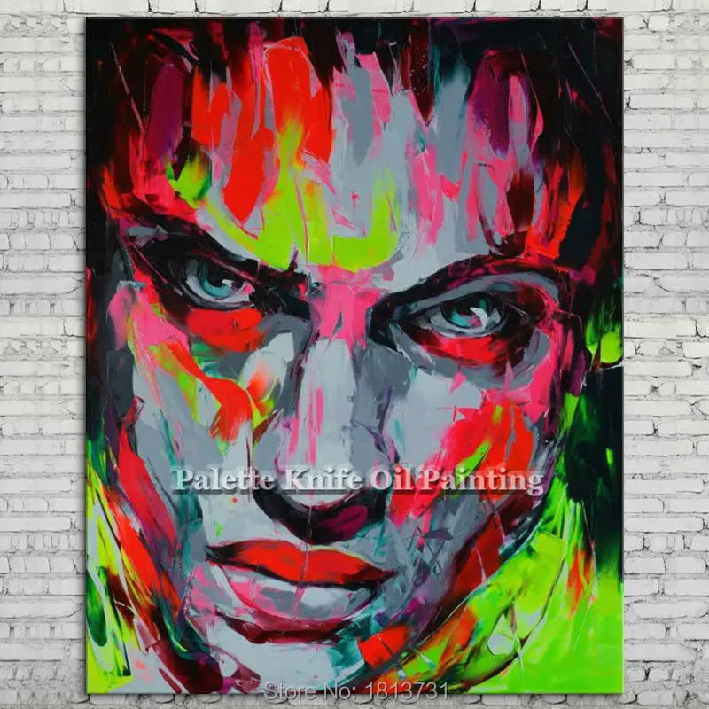 

Hand painted Francoise Nielly Palette knife portrait Face Oil painting Character figure canva wall Art picture for living room16