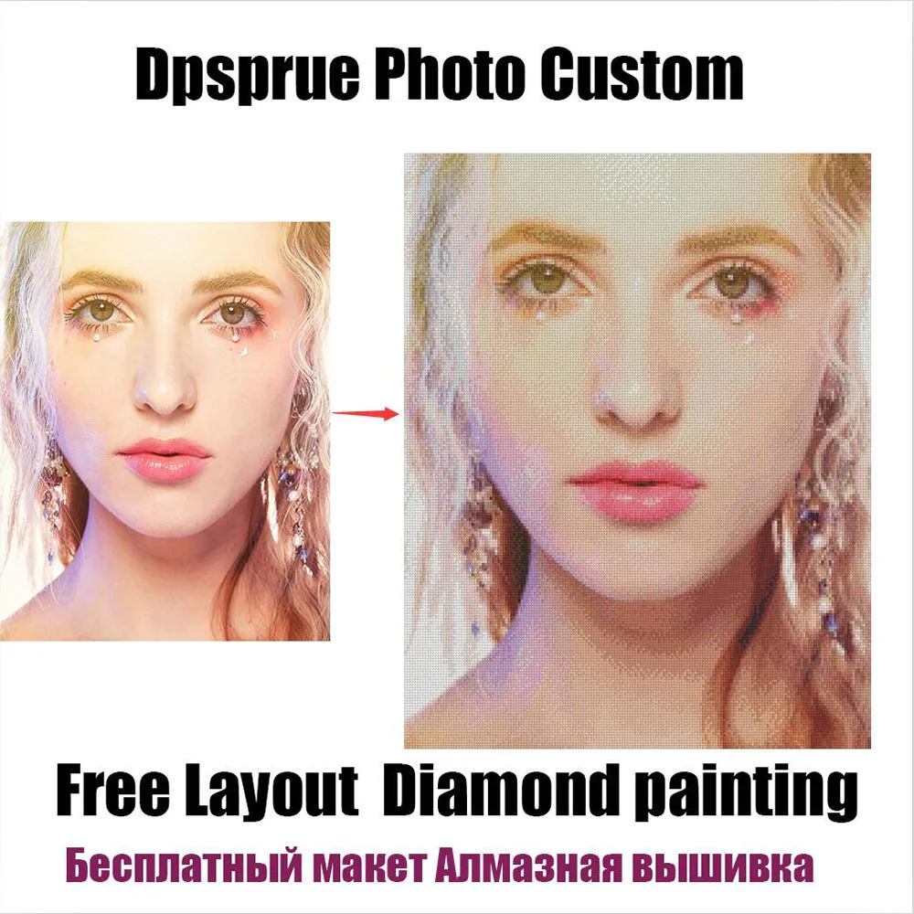 

Dpsprue Photo Custom Diamond Painting 5D DIY Picture of Rhinestones Diamond Embroidery 3D Cross Stitch Home Wedding Decoration