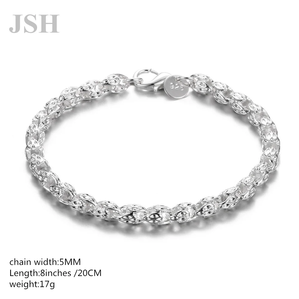wholesale Silver color chain women Men lady noble nice bracelet fashion charm chain jewelry wedding party , LH025