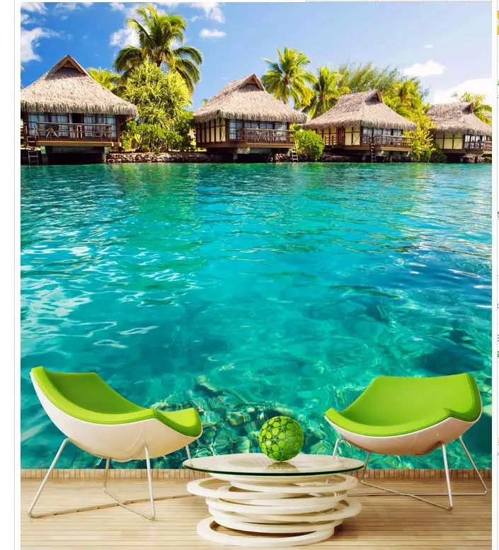 

Home Decoration Maldives Beach Resort Backdrop wallpaper for walls 3d stereoscopic wallpaper