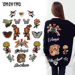 Testa di tigre lettera farfalla fiore ape uccello ricamo Patch Applique cucire abbigliamento cappotto accessorio