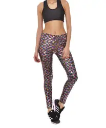 2022 Milk Digital Print Women Mermaid Fish Scale Leggings Plus Size Black Metallic Geometric Stretch Legging Pant For Female