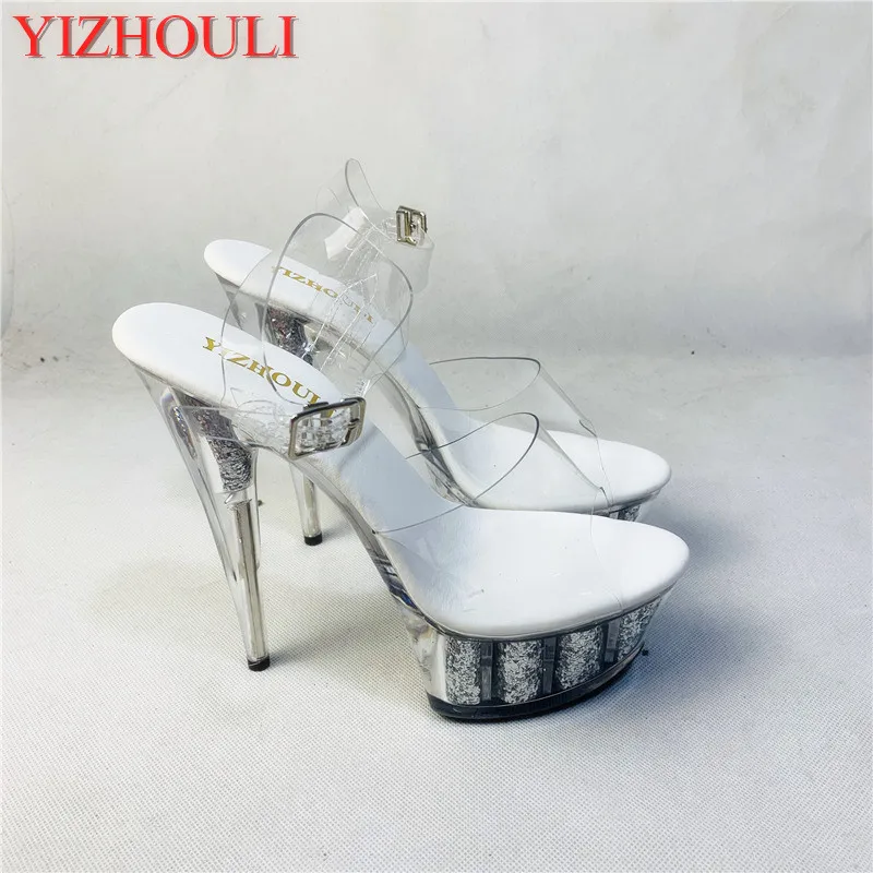 2019 neue, transparent 15 cm transparente plattform sandalen, sexy nachtclubs anzeigen pole tanzen schuhe