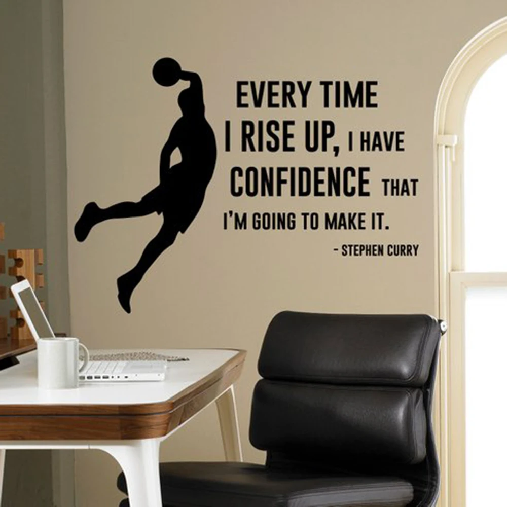 Every Time I Have Confidence Wall Decal Stephen Curry Quote Vinyl Sticker Home Decor Basketball Player Wall Art Mural H451