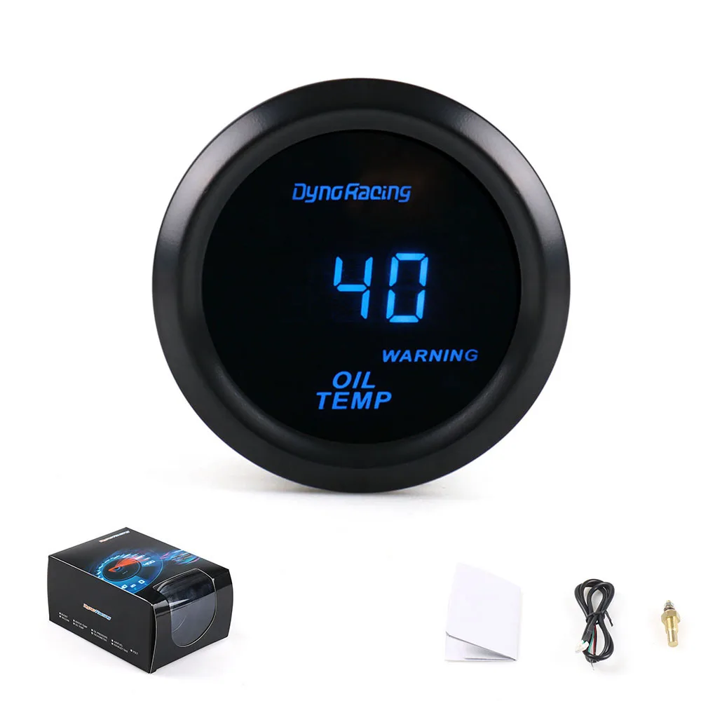 Dynoracing 2inch 52mm Blue LED Digital Car Oil Temp gauge 40-150 Celsius Oil Temperature Meter With Sensor