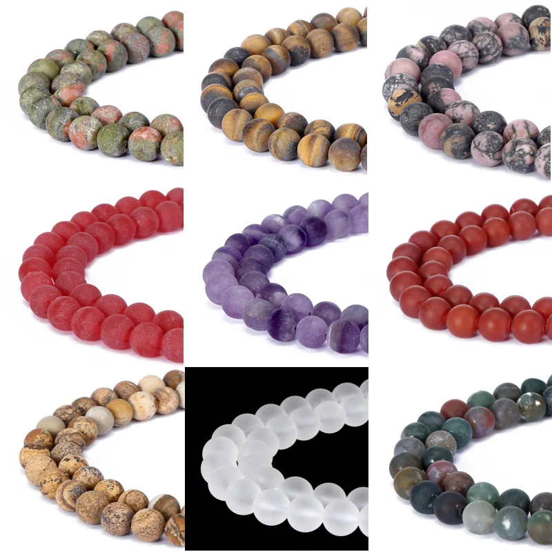 Black Matt Onyx Lapis Rose Pink Quartz Natural Stone Beads For Jewelry Making Diy Bracelet 4 6 8 10 12MM Drop Shipping Wholesale