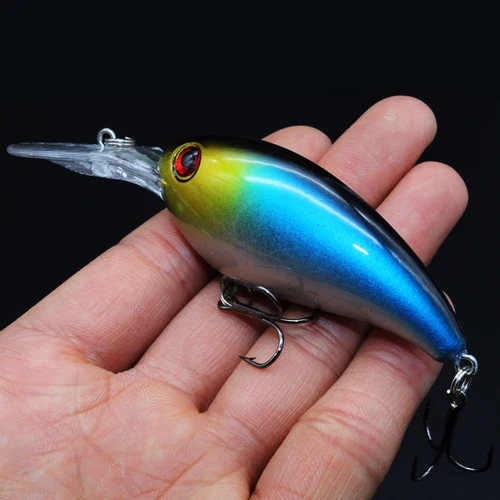 1 Uds señuelo de pesca con manivela cebos duros artificiales 10cm 15g Crankbait Jerkbait Wobbler aparejos de pesca buenos anzuelos triples aparejos