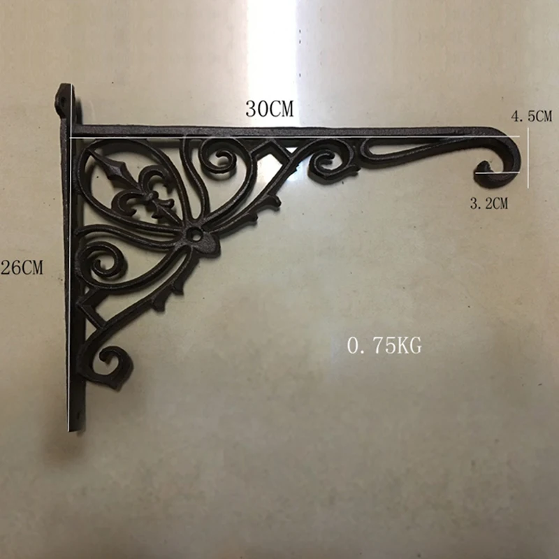 Antique Style Cast Iron Brackets Garden Braces Rustic Bracket  Display Corner Support Holder Heavy Duty Metal Shelf Brown