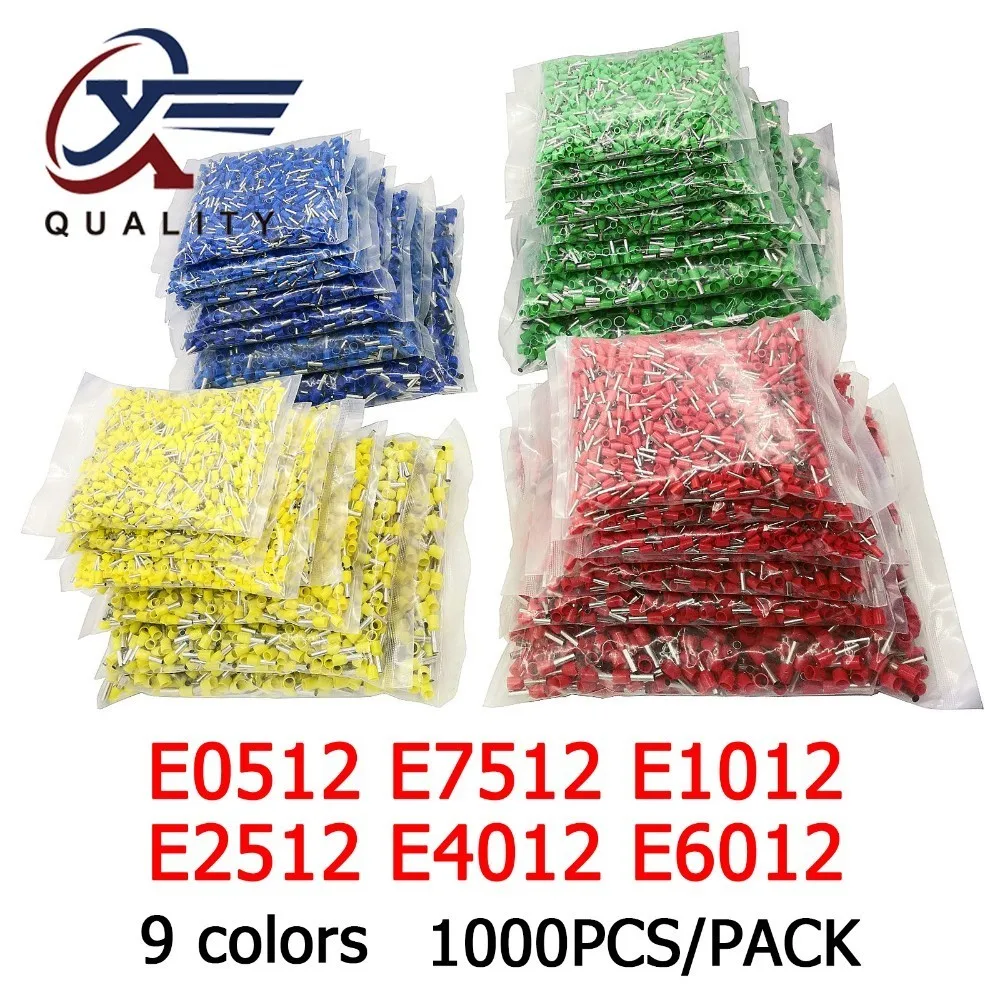 

1000pcs/Pack E0512 E7512 E1012 E1512 E2512 Insulated Ferrules Terminal Block Cord End Wire Connector Electrical Crimp Terminator