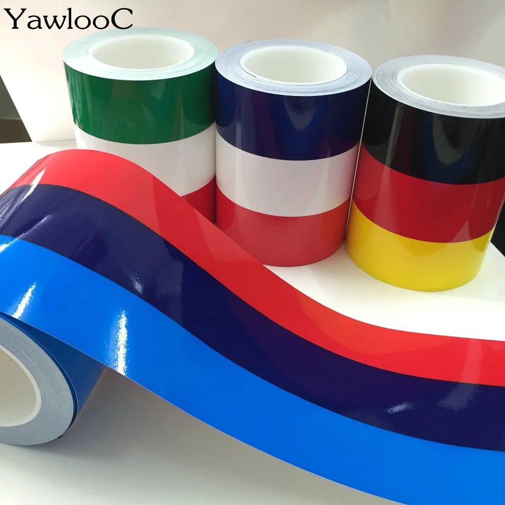 1 pc/lot 1M* 15CM M-Colored Germany Italy French Flag Striped Car Hood Vinyl Sticker Body Decal For BMW M3 M5 M6 E46 E92 Series