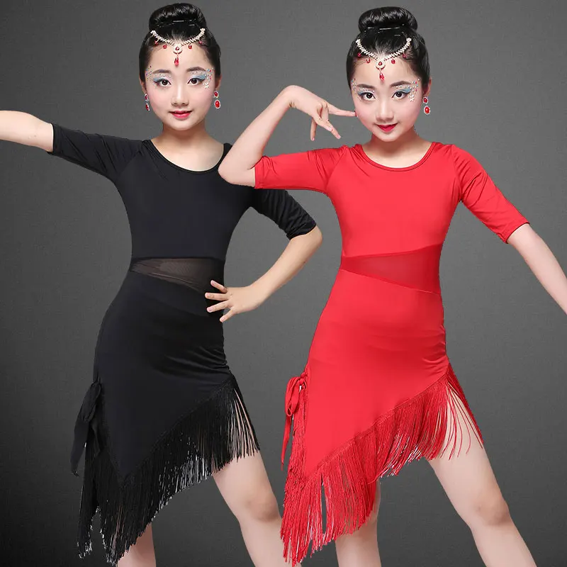 Ragazza moderna Vestito Da Ballo Latino Per Le Ragazze Salsa tango pannello esterno di Ballo ballo bambino Vestito Concorso Dancewear Bambini costume di Danza