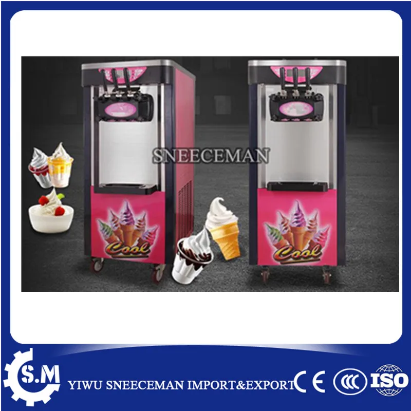 

24-26L/H 3 Flavor Frozen Yogurt Soft Ice Cream Maker Machine commercial soft ice cream making vending machine