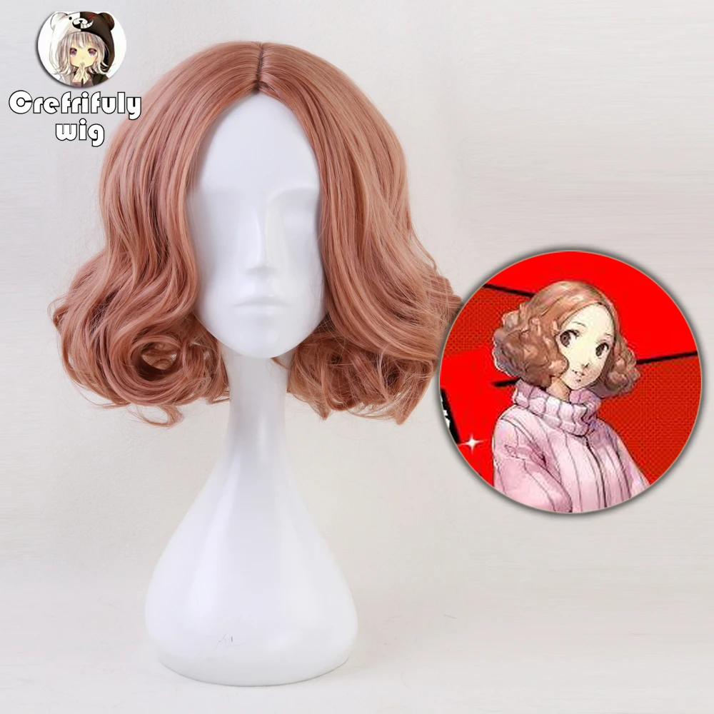 

Hot Sale Anime Game Persona 5 Haru Okumura Cosplay Wig Halloween Play Short Curly Wig Party Stage High Quality Synthetic Hair