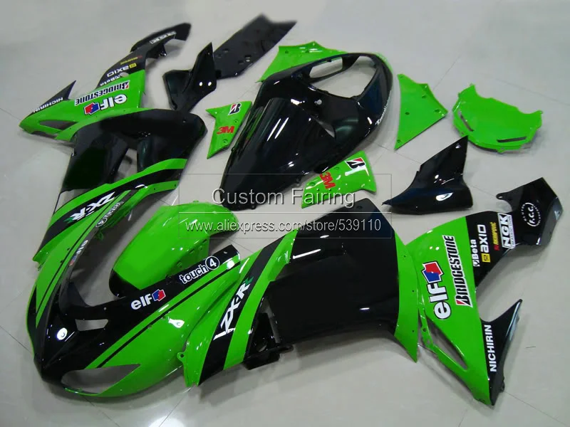 Green ABS Plastic fairing kit for Kawasaki ZX10R zx - 10r 2007 2006 Ninja glossy decals 07 06 fairings TP12