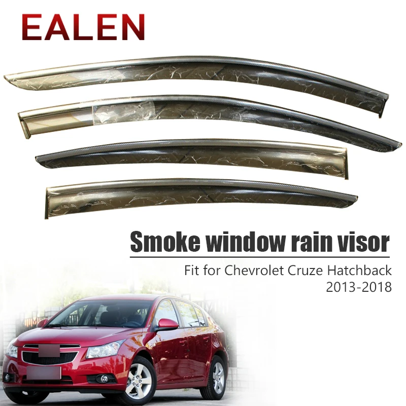 EALEN For Chevrolet Cruze Hatchback 2013 2014 2015 2016 2017 2018 Vent Sun Guard Accessories 4Pcs/1Set Smoke Window Rain Visor