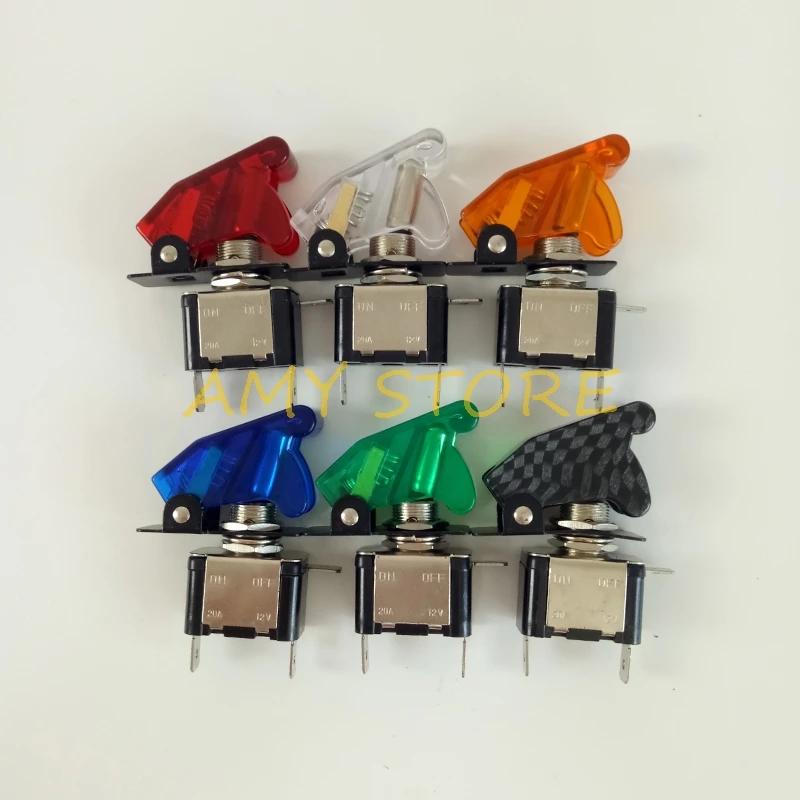 Blue Red Green YEL Clear Purple Carbon 12V 20A Car Motorcycle Boat Cap Cover LED Light SPST Toggle Rocker Switch Control On/Off